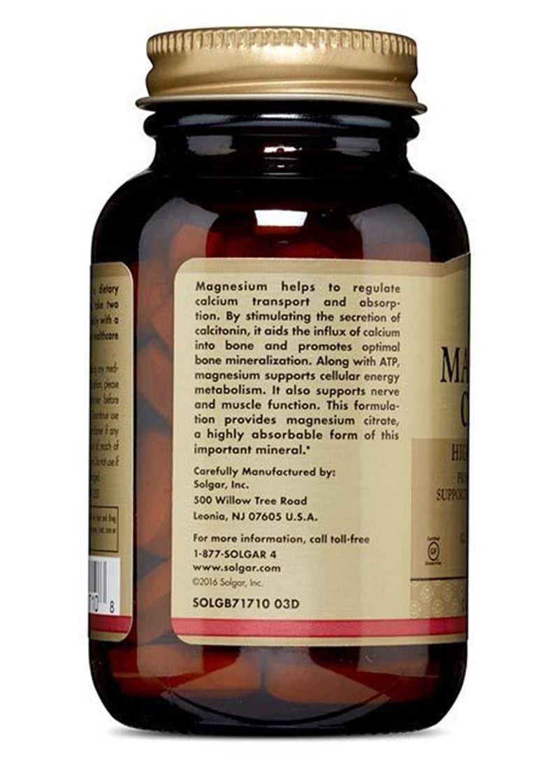 Solgar Magnesium Citrate Dietary Supplement Highly Absorbable Supports Nerve And Muscle Support Gluten, Wheat And Diary Free Suitable For Vegans 60 Vegetable Capsules - Image 4