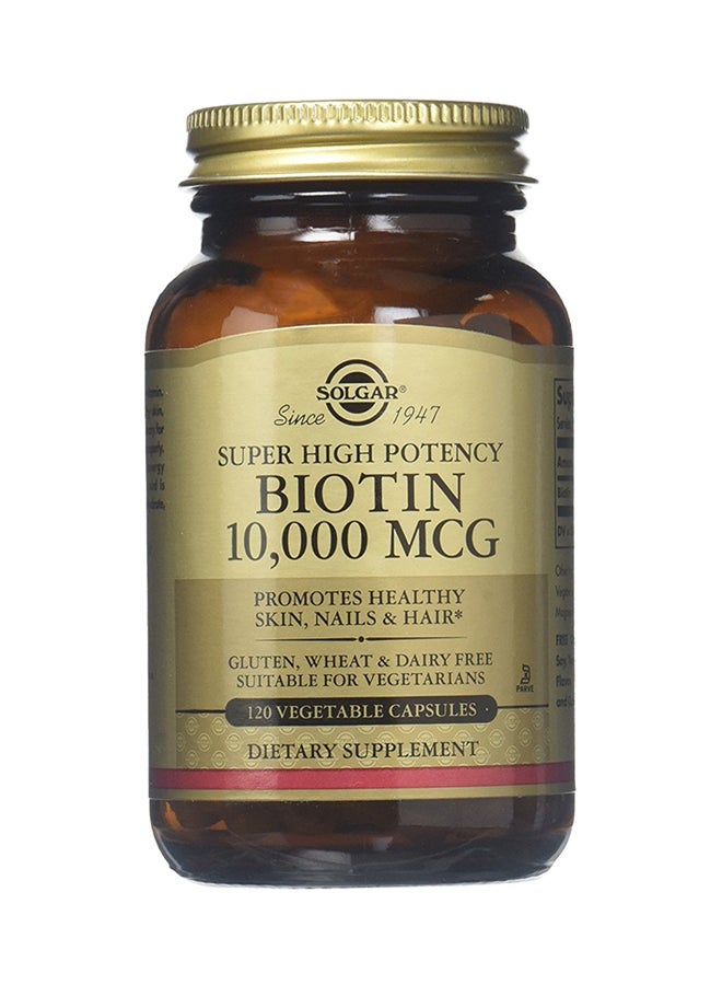 Solgar Biotin Super High Potency Dietary Supplement  120 Vegetable Capsules - Image 1