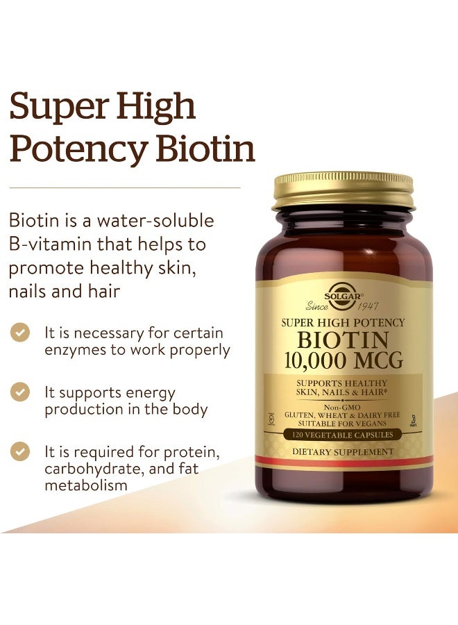 Solgar Biotin Super High Potency Dietary Supplement  120 Vegetable Capsules - Image 3
