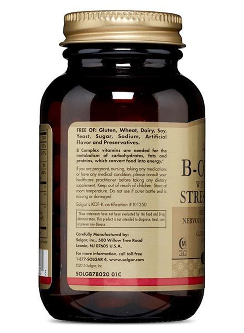 Solgar - B-Complex Stress Formula Dietary Supplement Infused With Vitamin C Nervous System And Immune Support Gluten, Wheat And Diary Free Suitable For Vegans 100 Vegetable Capsules - Image 1