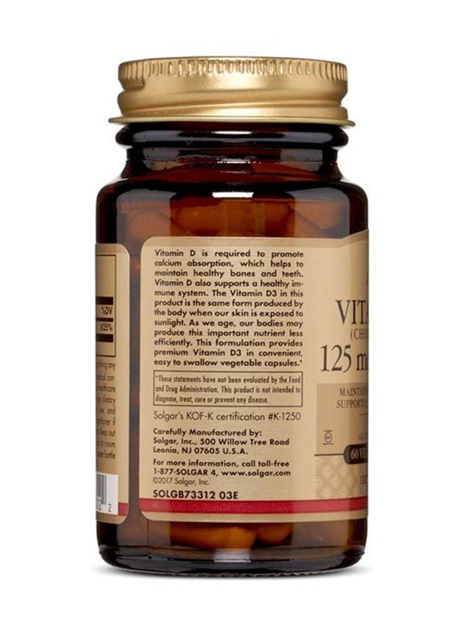 Solgar Vitamin D3 125 Mcg Maintains Healthy Bones And Teeth Supports Dairy Free 60 Vegetable Capsules - Image 2