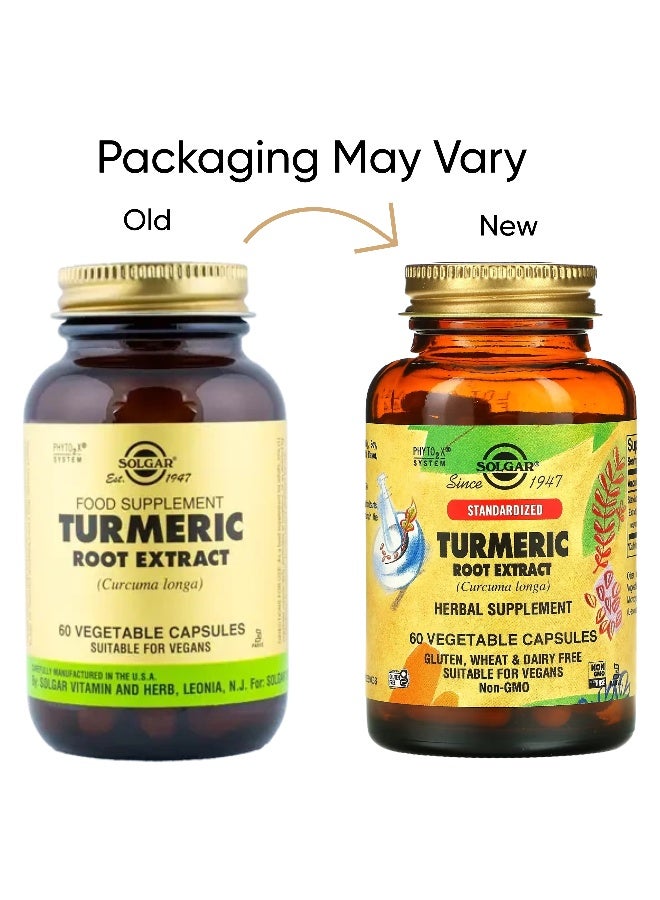 Solgar Turmeric Root Extract, 60 Vegetable Capsules Packaging May Vary - Image 1