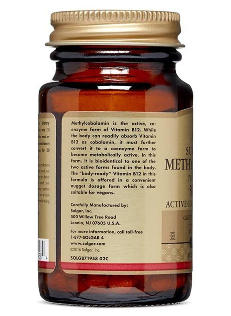 Solgar Sublingual Methylcobalamin Vitamin B12 5000 Mcg Dietary Supplement 30 Nuggets - Image 2