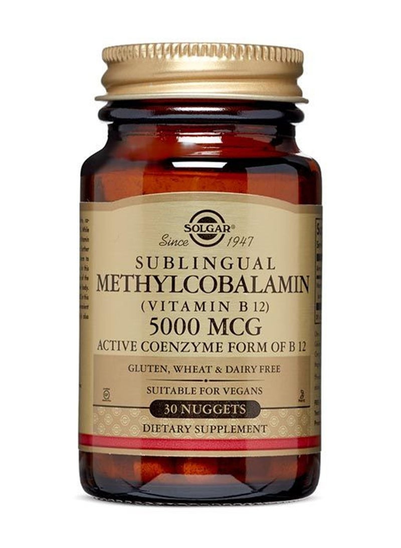 Solgar Sublingual Methylcobalamin Vitamin B12 5000 Mcg Dietary Supplement 30 Nuggets - Image 1