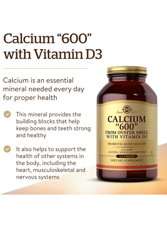 Solgar Calcium From Oyster Shell With Vitamin D3 240 Tablets - Image 3