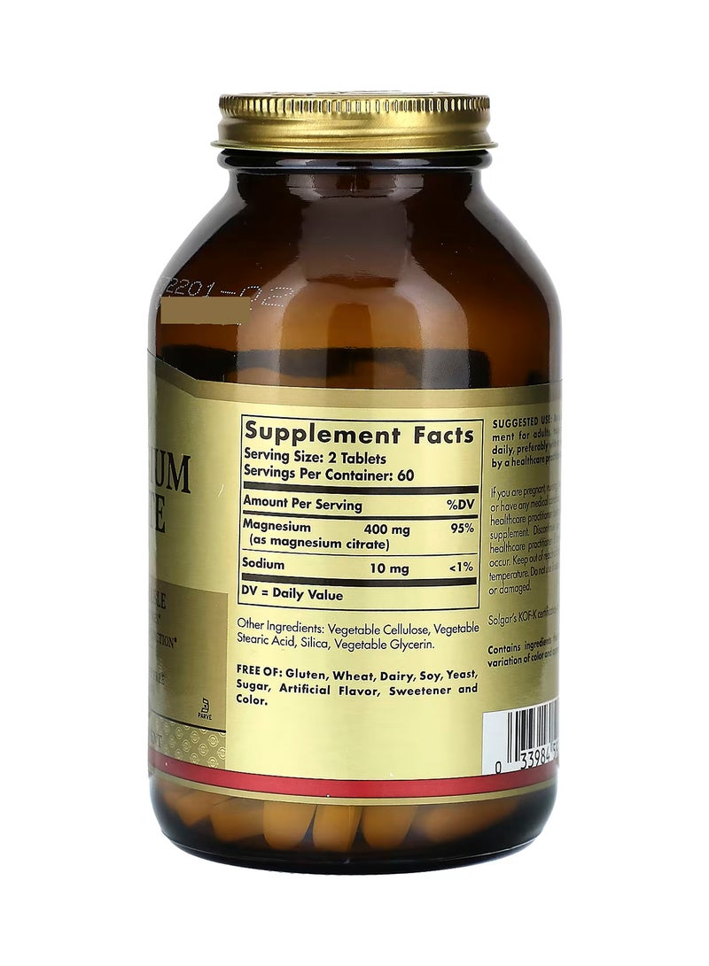 Solgar Magnesium Citrate 120 Tablets Packaging May Vary - Image 3