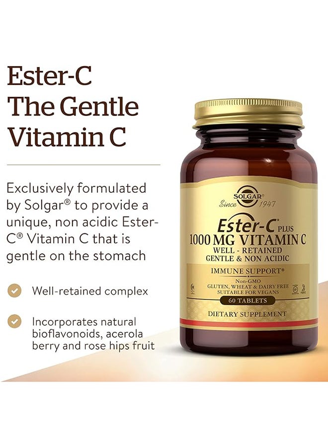 Solgar Ester-C Plus 1000 Mg Vitamin C Well Retained Gentle And Non Acidic Immune Support 60 Tablets - Image 2