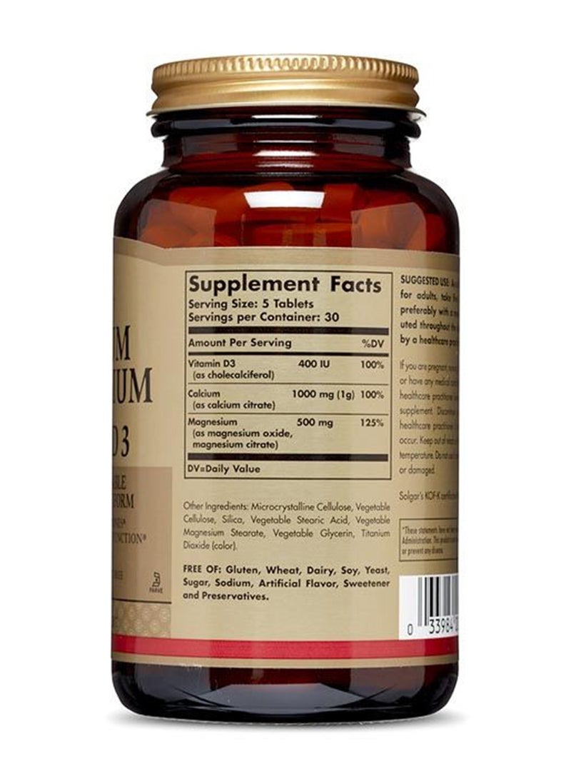 Calcium Magnesium With Vitamin D3 Dietary Supplement Highly Absorbable Form Promotes Healthy Bones Supports Nerve And Muscle Functions - 150 Tablets