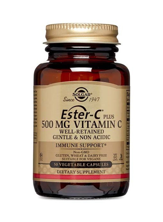 Solgar Ester-C Plus 500 Mg Vitamin C Well Retained Gentle And Non Acidic Immune Support Gluten 50 Tablets - Image 1