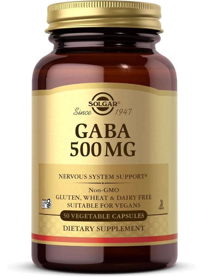 Solgar Gaba, 500 Mg - 50 Vegetable Capsules Packaging May Vary - Image 1