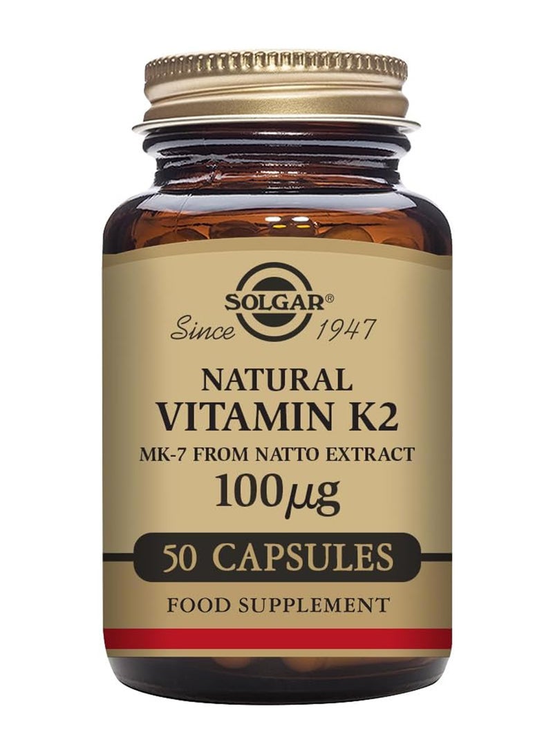 Solgar Vitamin K2 (MK-7) 100 mcg, 50 Vegetable Capsules Packaging May Vary - Image 1