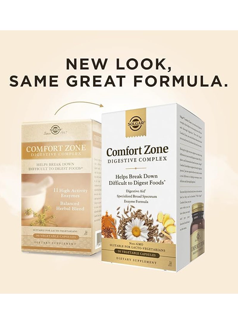 Solgar Comfort Zone Digestive Complex Dietary Supplement Helps Breakdown Difficult To Digest Foods Digestive Aid Specialized Broad Spectrum Enzyme Formula Suitable For Lacto-Vegetarians 90 Vegetable Capsules  - Image 2