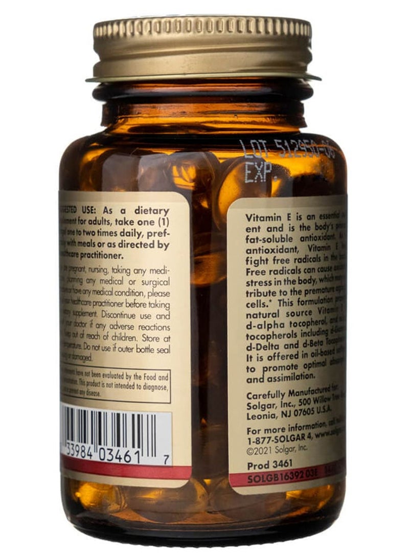 Solgar Vitamin E 67 mg (100 IU) (d-Alpha Tocopherol) - 100 Softgels  - Image 4