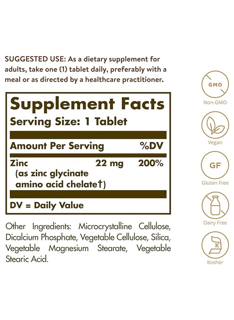 Solgar Chelated Zinc Antioxidant, Skin And Immune System Support Dietary Supplement Gluten, Wheat And Dairy Free Suitable For Vegans 100 Tablets - Image 5