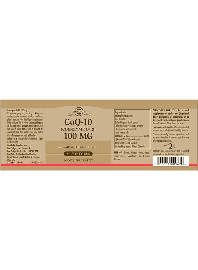 Solgar Megasorb Coq-10 100 Mg Enhanced Absorption Gluten Wheat And Dairy Free  30 Softgels - Image 3