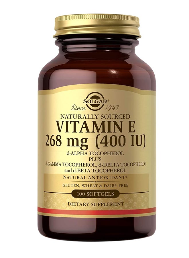 Solgar Vitamin E 268Mg Natural Antioxidant Immune Support Gluten Wheat And Dairy Free 100 Softgels - Image 1