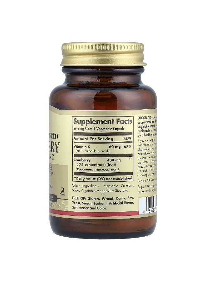 Solgar Cranberry With Vitamin C Naturally Sourced 60 Vegetable Capsules - Image 2