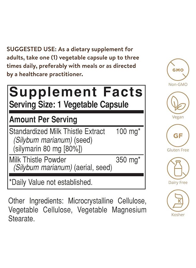 Solgar Milk Thistle Full Potency Herbs Gluten Wheat And Dairy Free Suitable For Vegans 100 Vegetable Capsules - Image 3