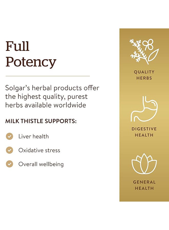 Solgar Milk Thistle Full Potency Herbs Gluten Wheat And Dairy Free Suitable For Vegans 100 Vegetable Capsules - Image 4