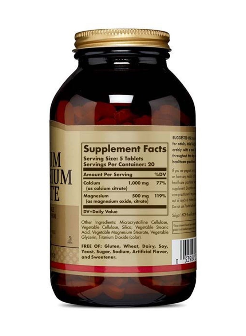 Solgar Calcium Magnesium Citrate Highly Absorbable Calcium Citrate Form Gluten, Wheat And Dairy Free Suitable For Vegans Dietary Supplement 100 Tablets - Image 2