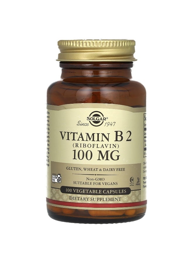 Solgar Vitamin B2 Riboflavin 100 Mg 100 Vegetable Capsules - Image 1