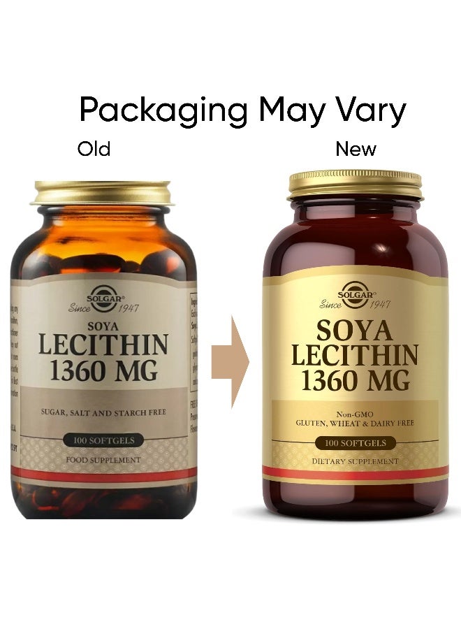 Solgar SOYA Lecithin 1360 mg - 100 Softgels Packaging May Vary - Image 4