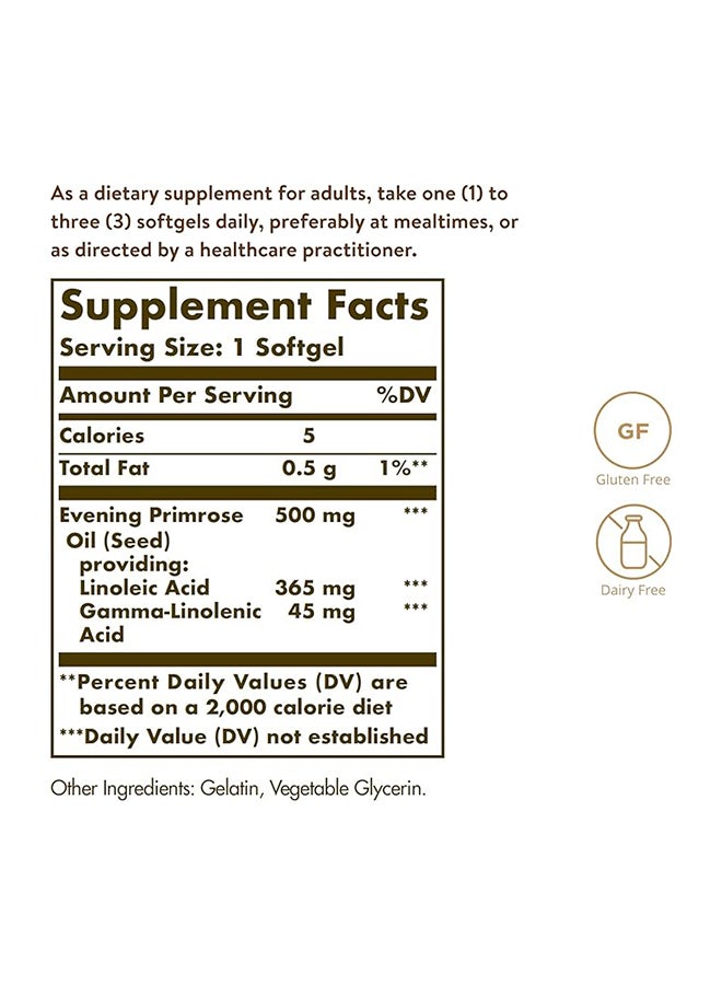 Solgar Evening Primrose Oil 500 Mg Cold Pressed Gluten Wheat And Dairy Free 180 Softgels - Image 4