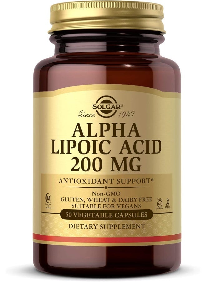 Solgar - Alpha Lipoic Acid, 200 mg - 50 Vegetable Capsules Packaging May Vary - Image 1