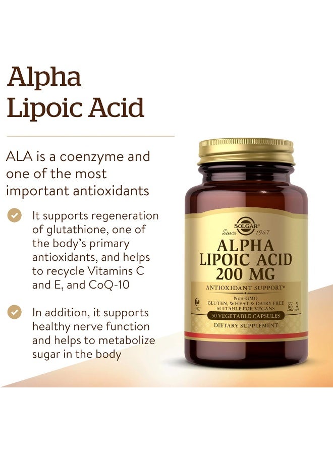 Solgar - Alpha Lipoic Acid, 200 mg - 50 Vegetable Capsules Packaging May Vary - Image 1