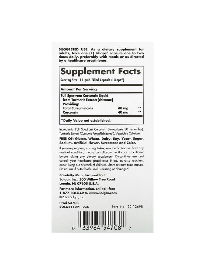 Solgar Full Spectrum Curcumin, 90 LiCaps - Image 2