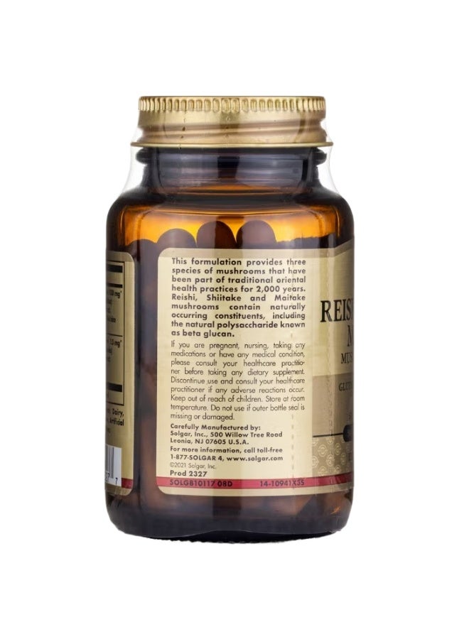 Reishi Shiitake Maitake Mushroom Extract - 50 Vegetable Capsules Packaging May Vary