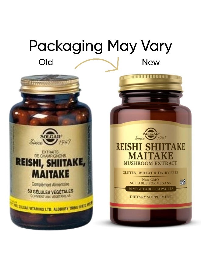 Reishi Shiitake Maitake Mushroom Extract - 50 Vegetable Capsules Packaging May Vary