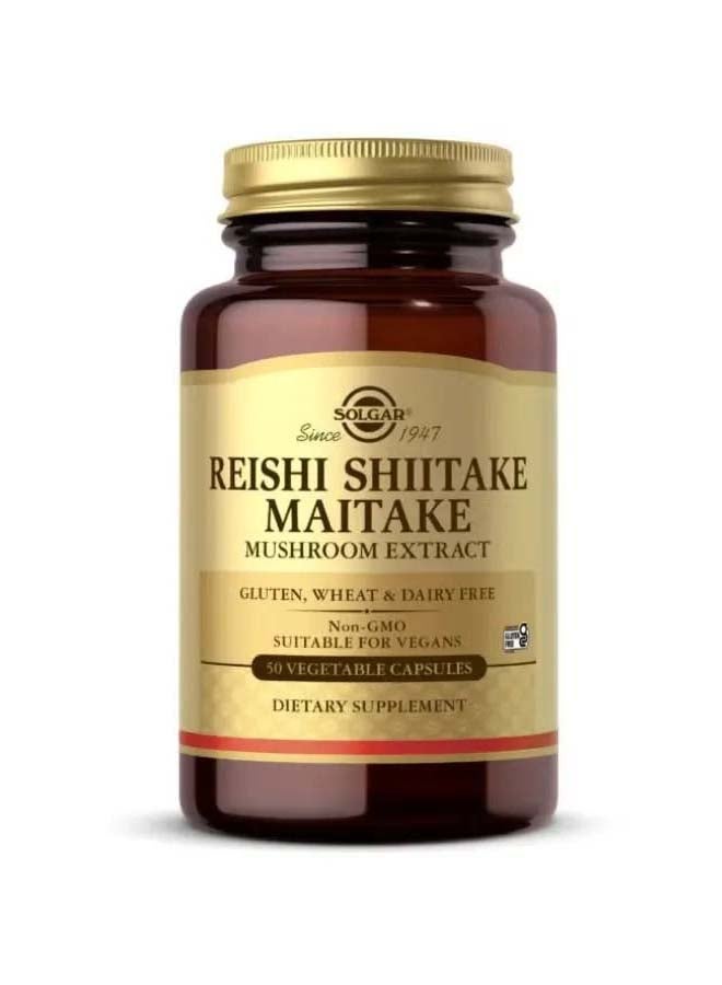 Solgar Reishi Shiitake Maitake Mushroom Extract - 50 Vegetable Capsules Packaging May Vary - Image 1