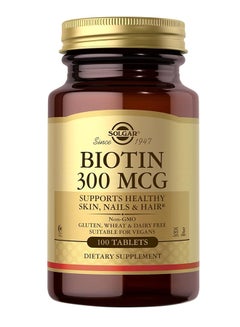 Solgar Biotin 300 Mg Supports Healthy Skin Nails And Hair Gluten Wheat And Dairy Free  Suitable For Vegans 100  Tablets  - Image 1