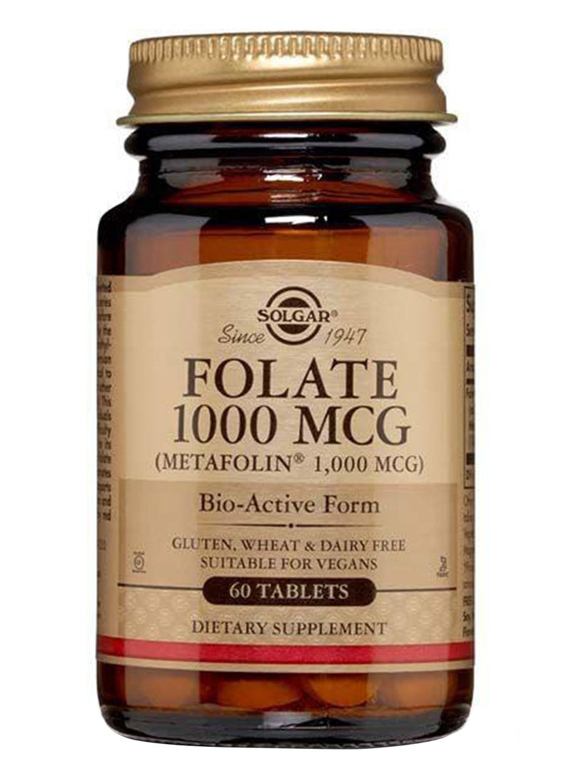 سولجر حمض الفوليك 1000 ميكروجرام ميتافولين 1000 ميكروجرام) مكمل غذائي نشط حيويًا خالٍ من الجلوتين والقمح ومنتجات الألبان مناسب للنباتيين 60 قرصًا - Image 1