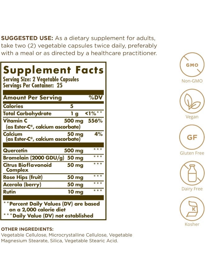 Solgar - Quercetin Complex with Ester-C Plus - 50 Vegetable Capsules Packaging May Vary - Image 1