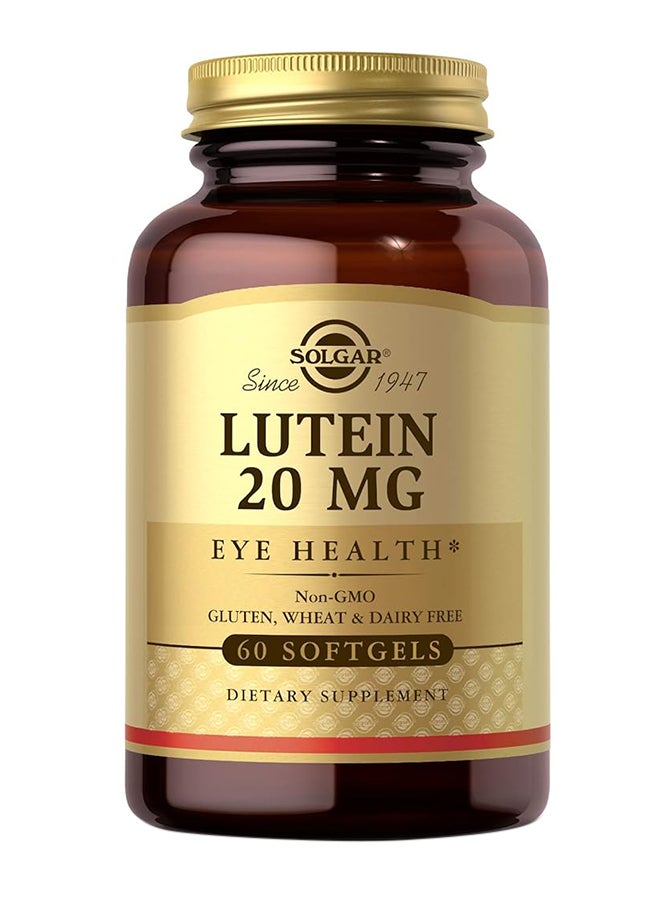 Solgar Lutein 20Mg Eye Health Gluten Wheat And Dairy Free 60 Softgels - Image 1