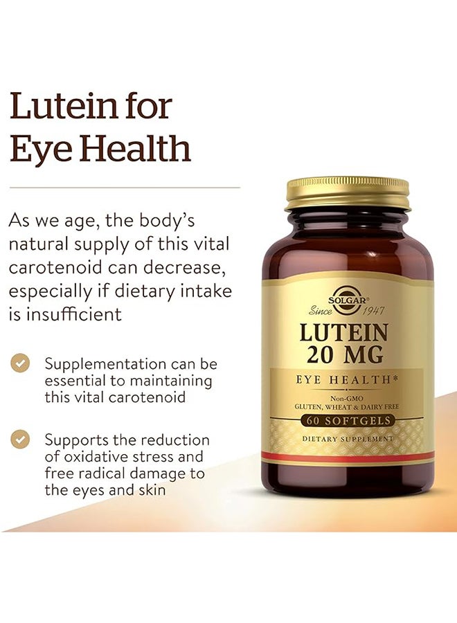 Solgar Lutein 20Mg Eye Health Gluten Wheat And Dairy Free 60 Softgels - Image 2