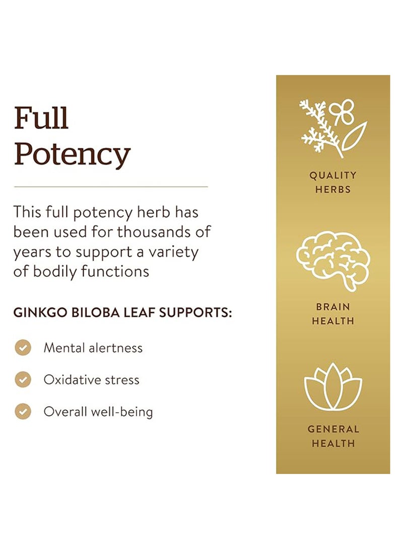 Solgar Ginkgo Biloba Leaf Extract Standardized Full Potency Herbal Supplement Gluten, Wheat And Dairy Free Suitable For Vegans 180 Vegetable Capsules - Image 3