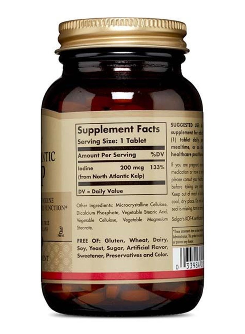 Solgar - North Atlantic Kelp Dietary Supplement Natural Source Of Iodine Supports Healthy Thyroid Function Gluten, Wheat And Dairy Free Suitable For Vegetarians 250 Tablets - Image 1