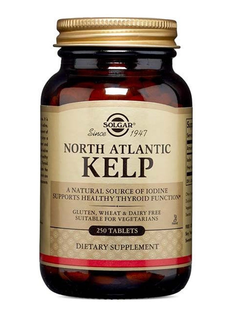 Solgar - North Atlantic Kelp Dietary Supplement Natural Source Of Iodine Supports Healthy Thyroid Function Gluten, Wheat And Dairy Free Suitable For Vegetarians 250 Tablets - Image 1