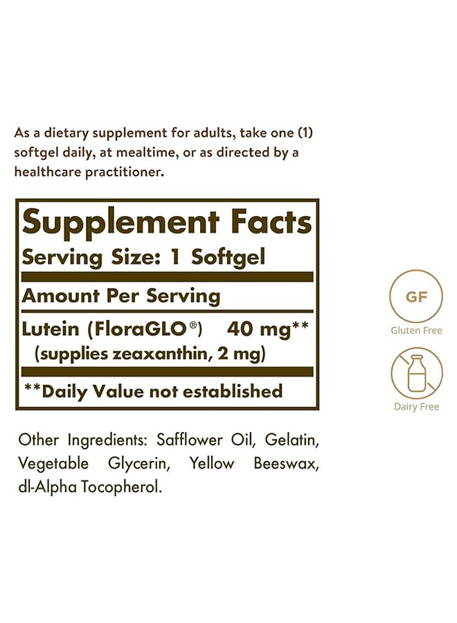 Lutein 40 Mg Supports Eye Health Gluten Wheat And Dairy Free  30 Softgels - pnsku/N15015722A/45/_/1720095219/372a063f-8d28-4caf-8fe2-185fbb883433