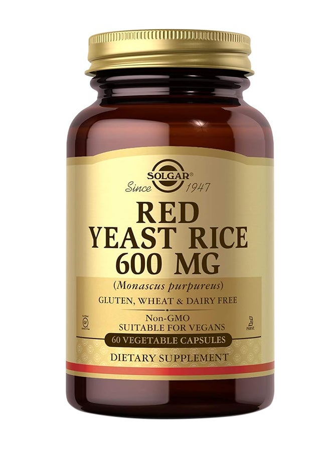 Solgar Red Yeast Rice 600Mg Gluten Wheat And Dairy Free  Suitable For Vegans 60 Vegetarian Capsules - Image 1