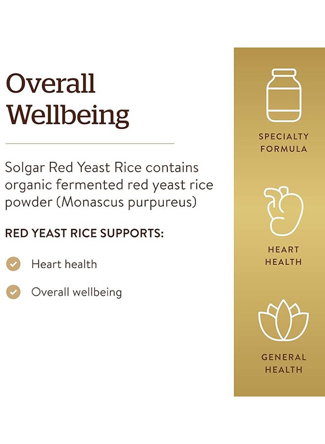 Solgar Red Yeast Rice 600Mg Gluten Wheat And Dairy Free  Suitable For Vegans 60 Vegetarian Capsules - Image 3