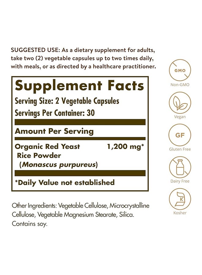 Solgar Red Yeast Rice 600Mg Gluten Wheat And Dairy Free  Suitable For Vegans 60 Vegetarian Capsules - Image 4