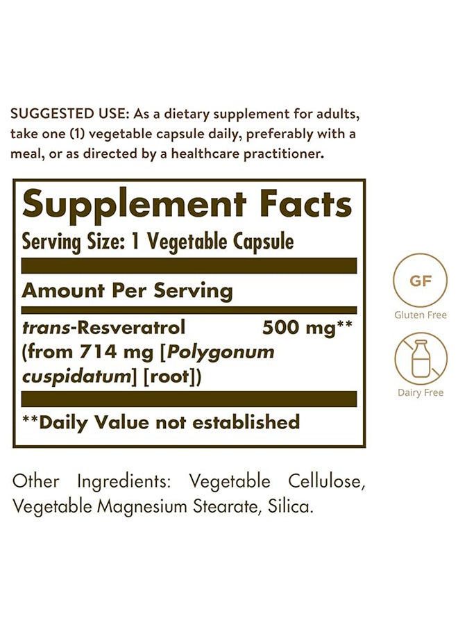Solgar Resveratrol 500 Mg 30 Vegetable Capsules - Image 4