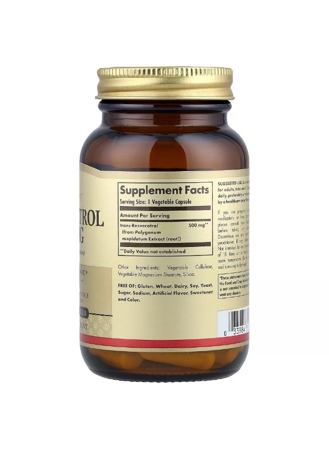 Solgar Resveratrol 500 Mg 30 Vegetable Capsules - Image 2