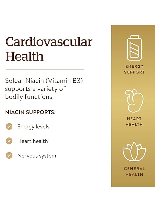 Solgar Niacin 500 Mg Cardiovascular Support And Energy Metabolism Gluten Wheat And Dairy Free 100 Vegetable Capsules - Image 3