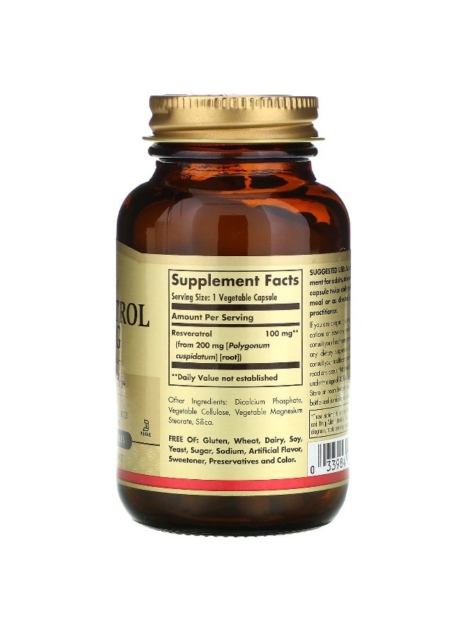 Solgar Resveratrol (Polygonum Cuspidatum) 100mg - 60 Vegetable Capsules Packaging May Vary - Image 2