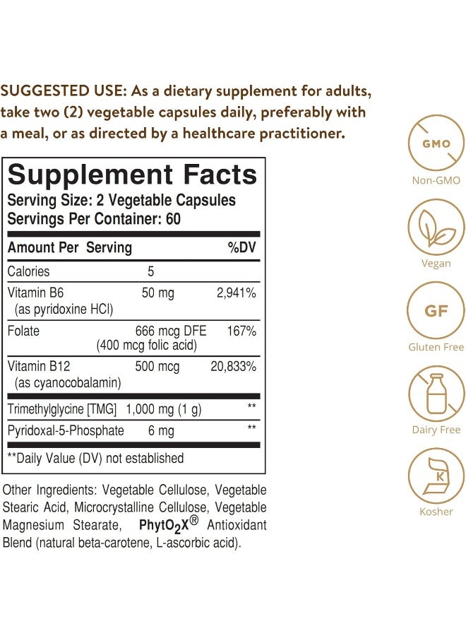 Solgar - Homocysteine Modulators, 120 Vegetable Capsules Packaging May Vary - Image 1